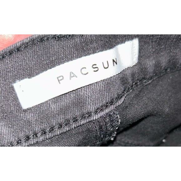 Pacsun Distressed Black Wash High Rise‎ Skinny Jeans Ripped Knee Raw Hem - Picture 5 of 11
